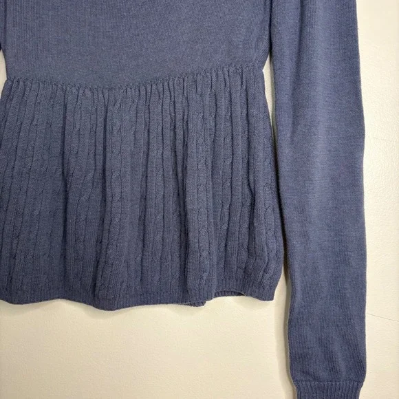 Hollister Long Sleeve Babydoll Knit Top Square Neck Women's Blue - Picture 4 of 5